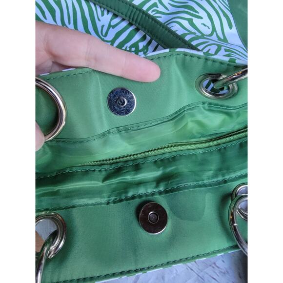 Green Zebra Print Tote Bag Purse Large Shoulder Handbag Casual Carryall Unbrande - Picture 12 of 14